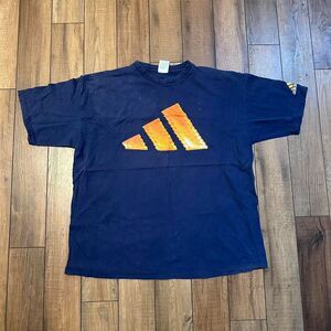 Vintage adidas big logo 3‎ stripe blue tee size 2XL XXL